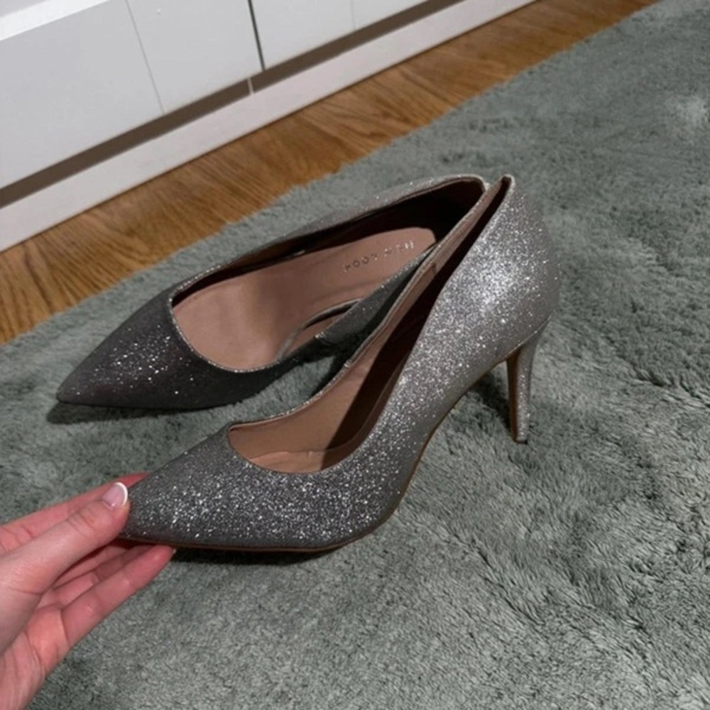Sparkling Silver Glitter Heels